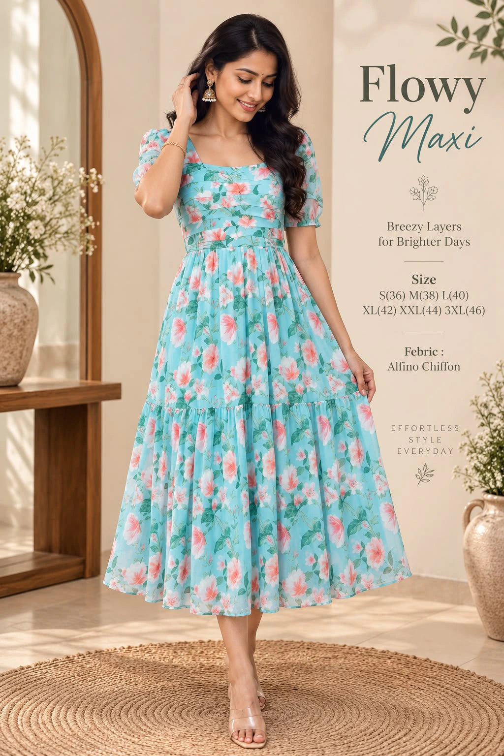 Alfino Chiffon Floral Maxi Dress 3