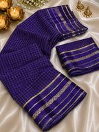 Viscose Georgette Chex Satin Border Saree with Running Blouse 3
