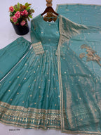 Fendy Silk Embroidered Gown Set 7