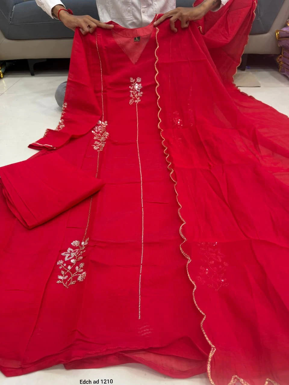 Cotton Embroidered Anarkali Kurti Set 3