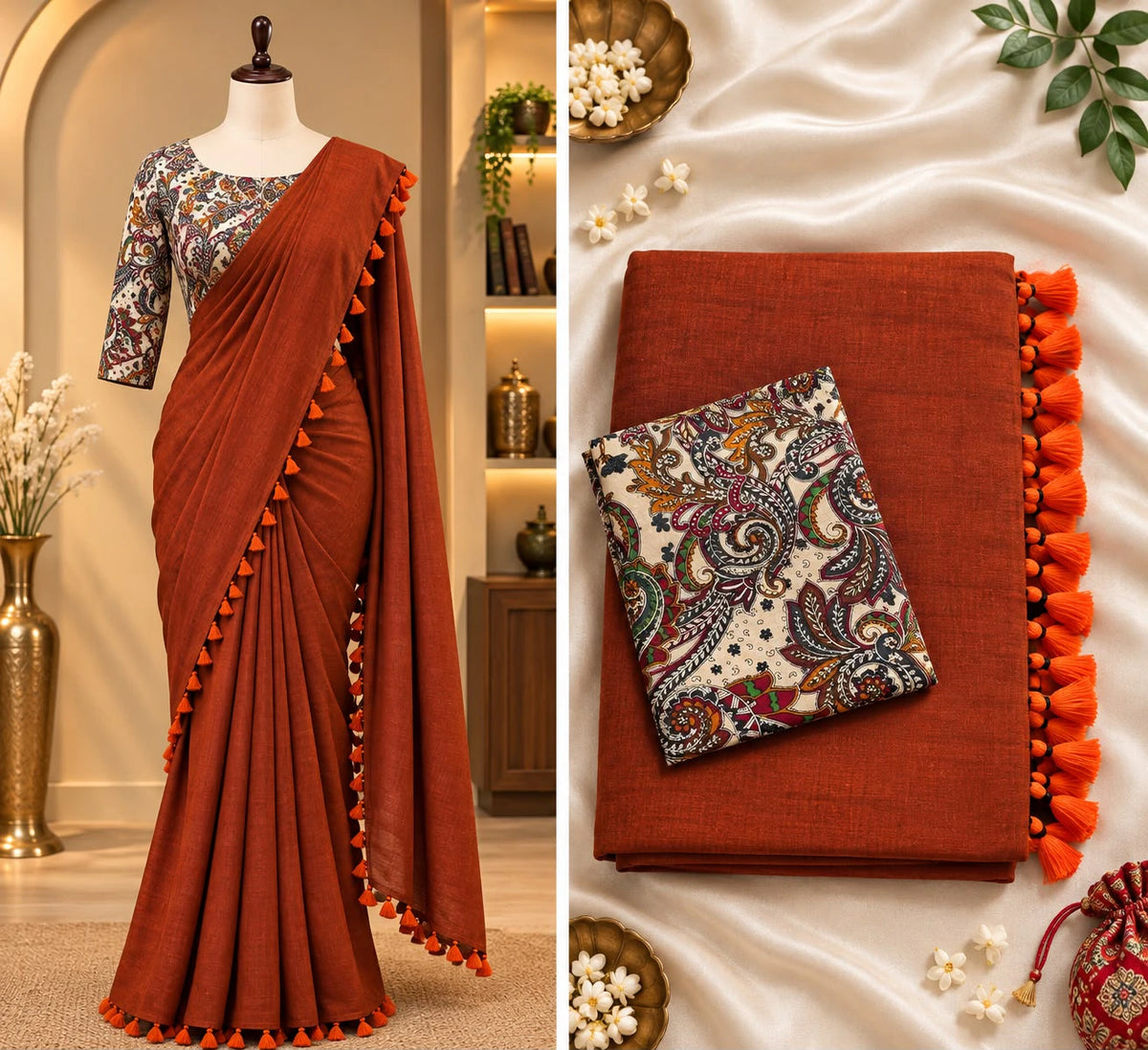 Khadi Cotton Saree with Blouse 2