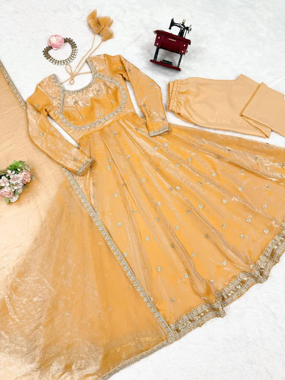Fandy Silk Gown With Dupatta 7