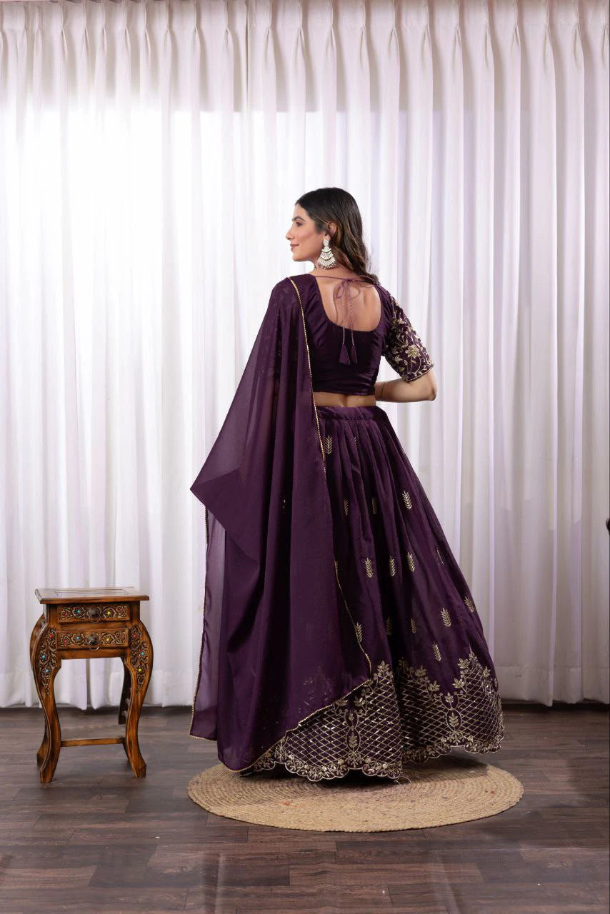 Georgette Embroidered Lehenga Choli Set 4