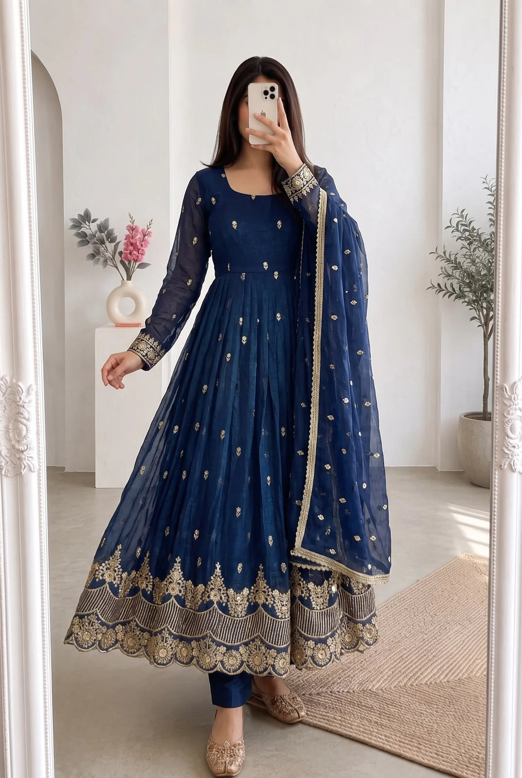 Silk Embroidered Gown 8