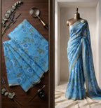 Linen Floral Saree with Blouse 3