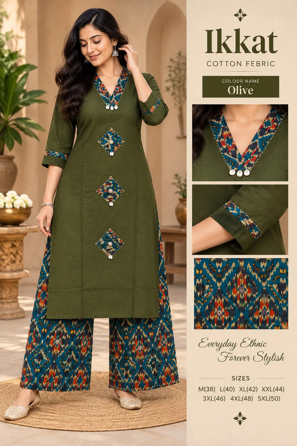 Cotton Ikkat Co-ord Set for Women 7