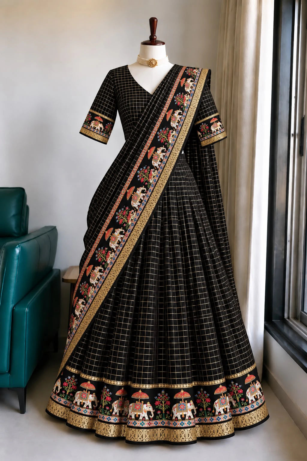 Viscose Zari Woven Lehenga Set 6