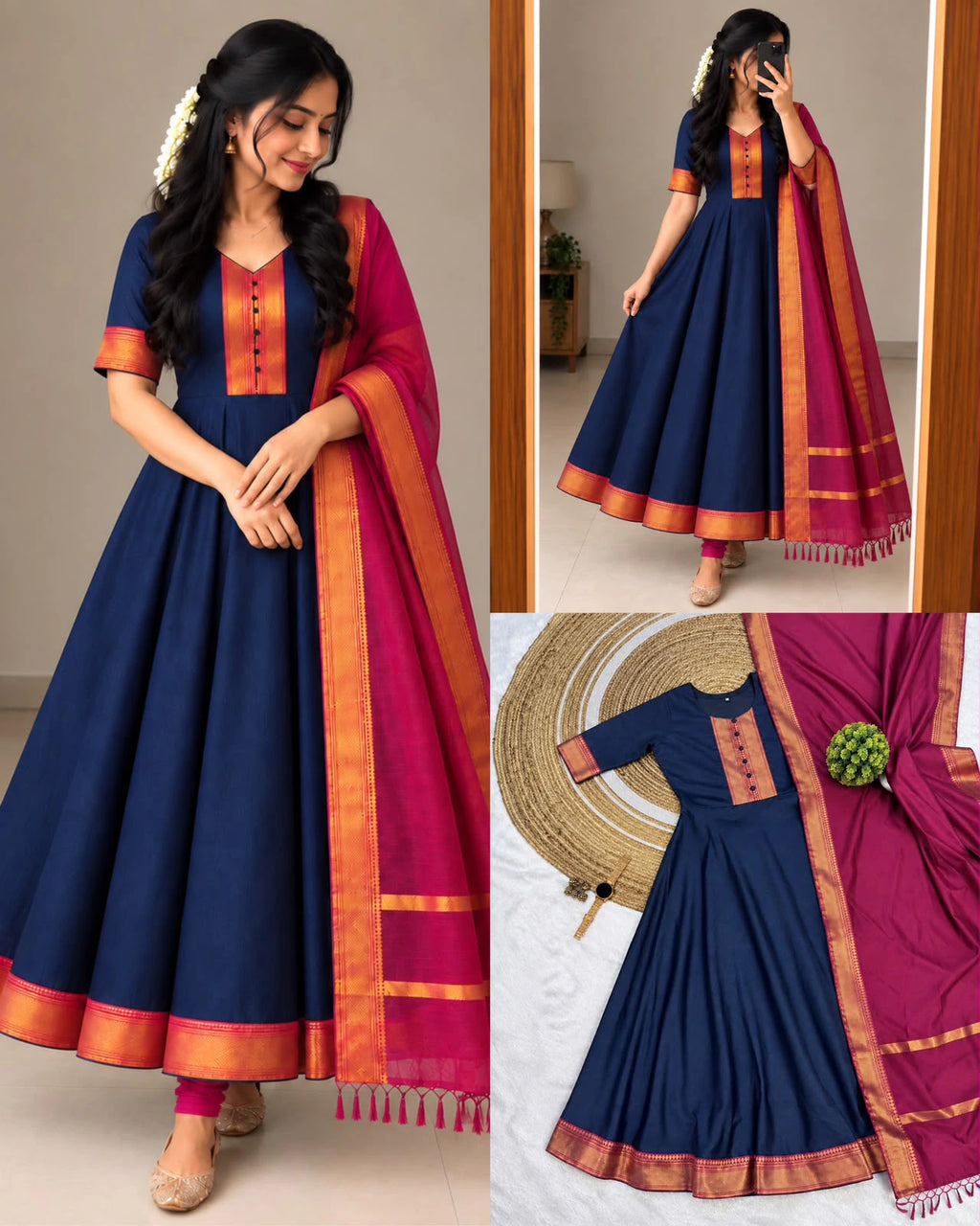 Silk Cotton Anarkali Set 10