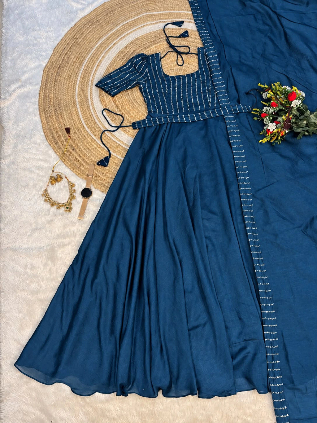 Vichitra Silk Party Gown Set 10
