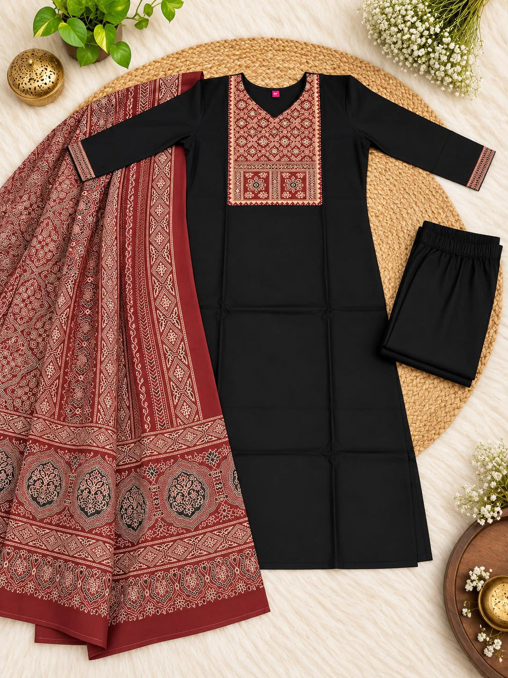 Cotton Ajrakh Print Kurta Set 8