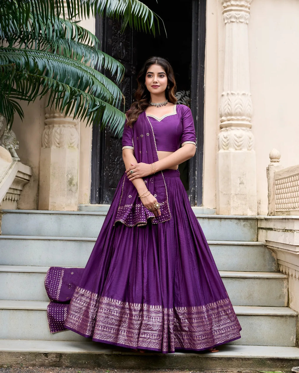 Pure Chanderi Work Lehenga Set 6