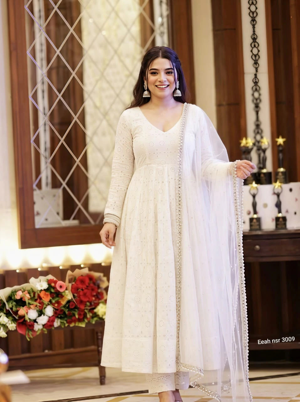 Cotton Schiffli Kurta Set with Dupatta 4