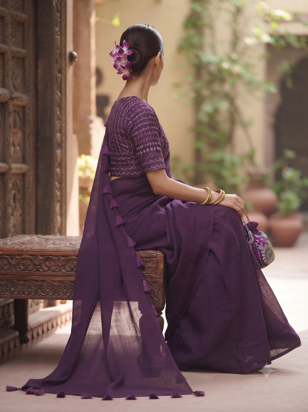 Elegant George Saree with Matching Blouse 8