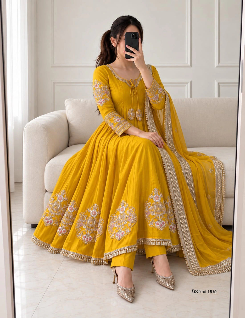 Mul Chanderi Anarkali Gown Set 3