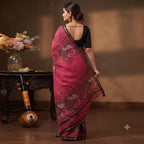 Soft Cotton Linen Saree with Elephant Print 7