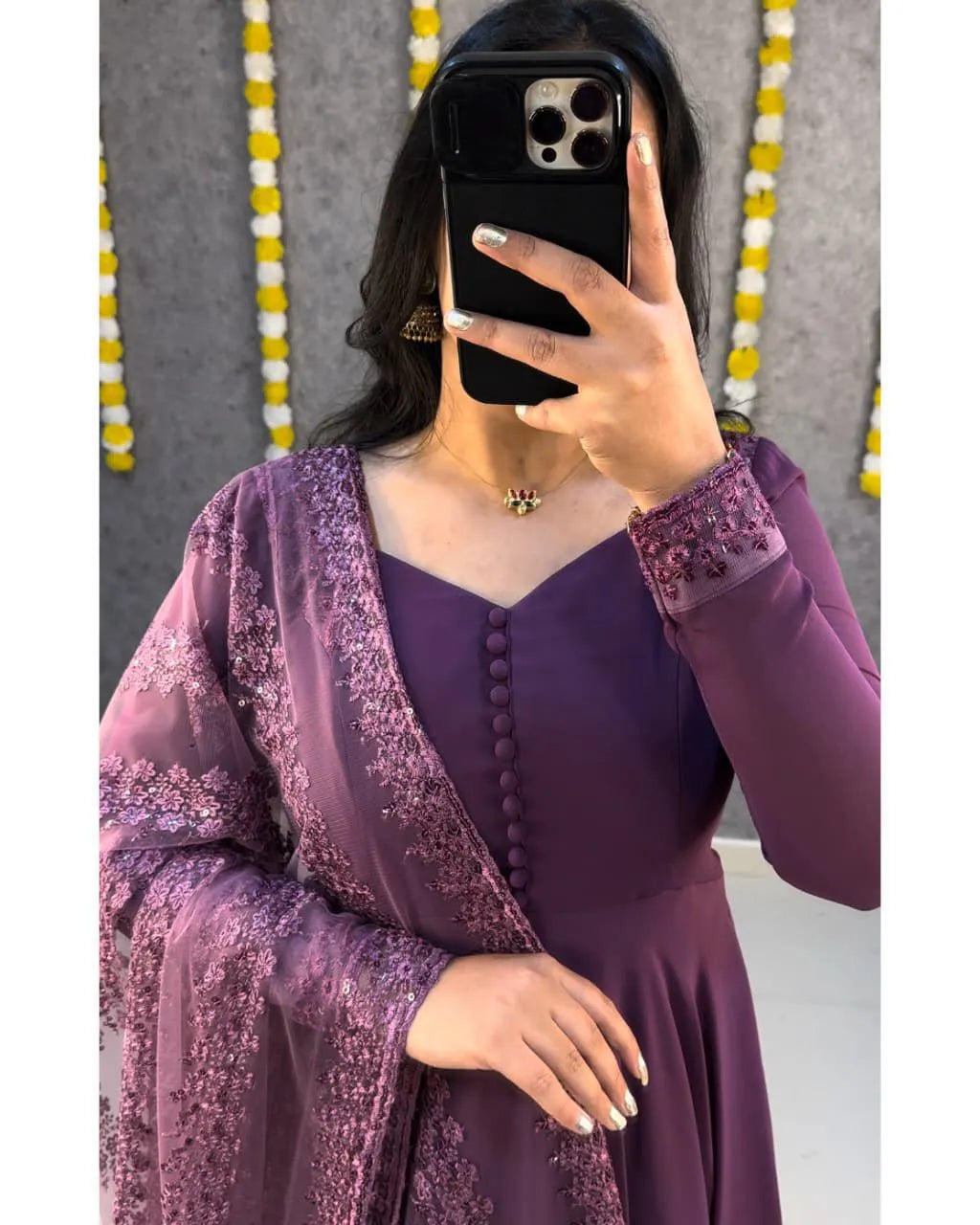 💜💜Premium Faux Georgette Gown With Embroidery Dupatta😍😍 7