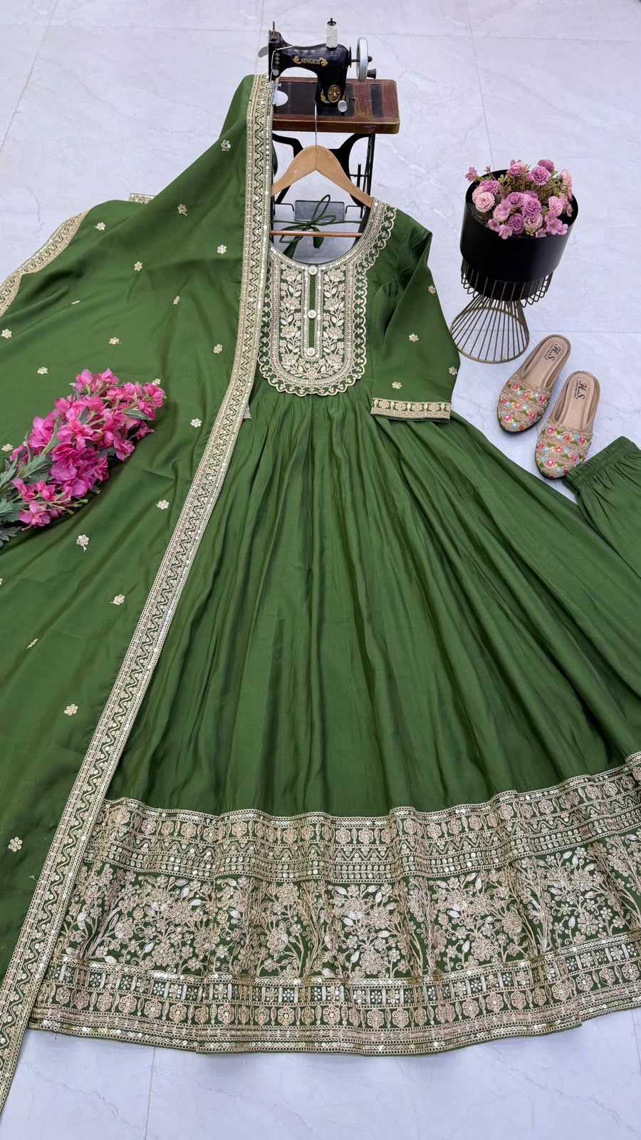 Roman Silk Anarkali Set 3