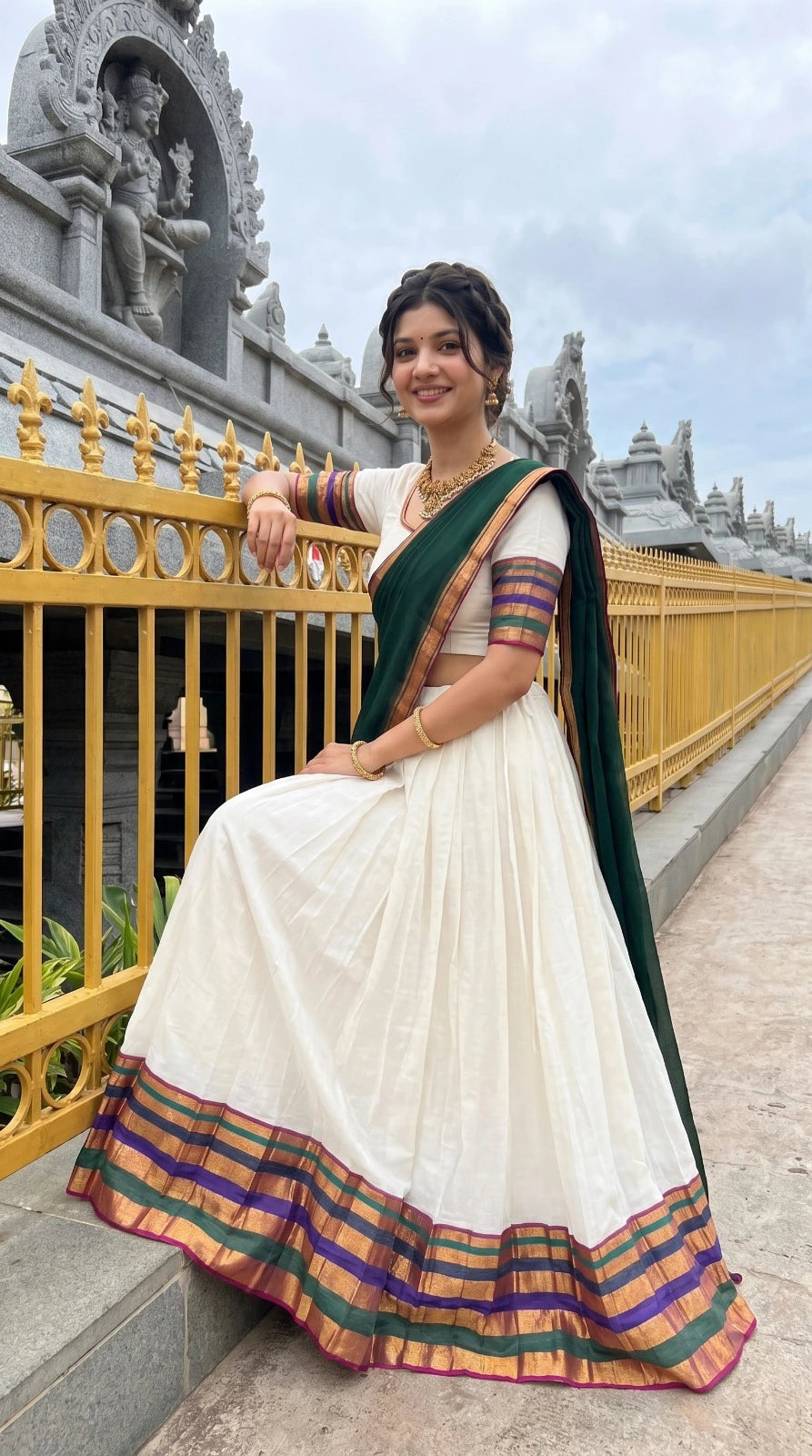 Mul Cotton Zari Woven Lehenga Set 8