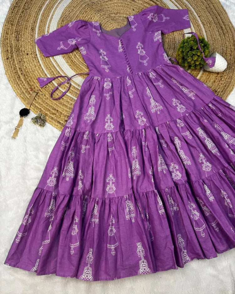💖💖Warli Art doll MaxiGown With Hand Printed Kalamkari designs💖💖 10