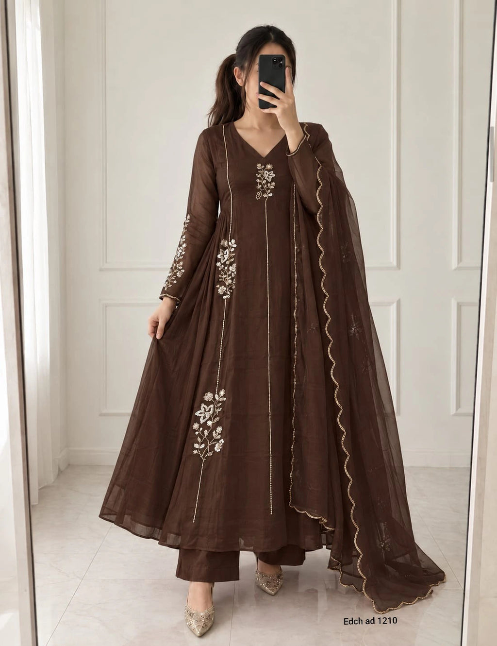 Cotton Embroidered Anarkali Kurti Set 8