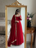 Fox Georgette Embroidered Gown Set 1