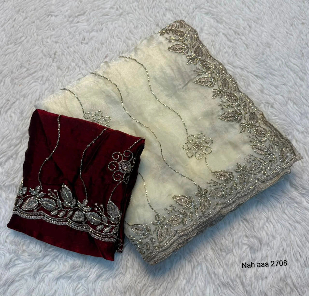 Fancy Space Silk Saree with Sequin Embroidery & C Pallu 5