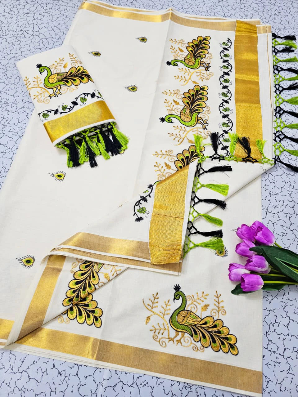 Cotton Embroidered Saree with Blouse 1