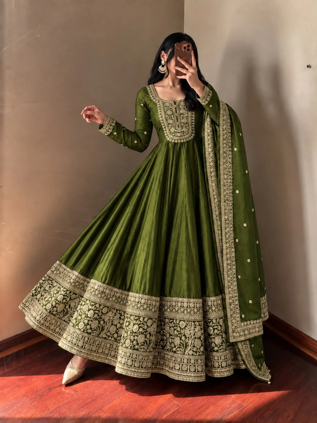 Roman Silk Anarkali Set 2