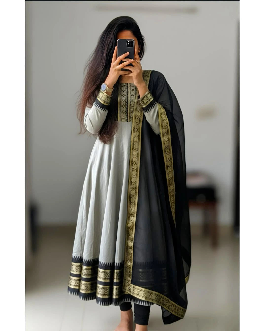 Pure Silk cotton Anarkali with dupatta 1