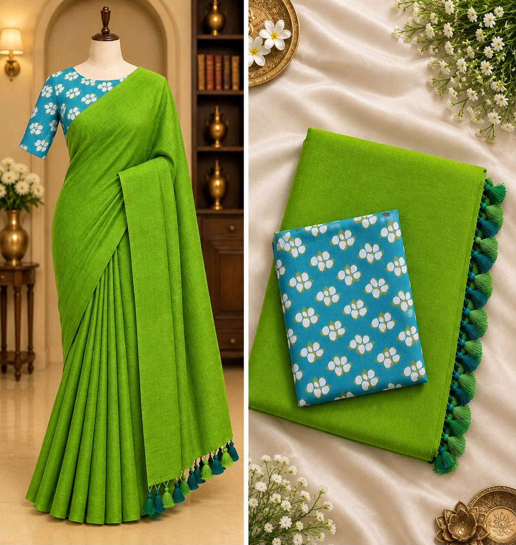 Khadi Cotton Saree with Blouse 7