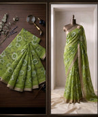 Linen Floral Saree with Blouse 4