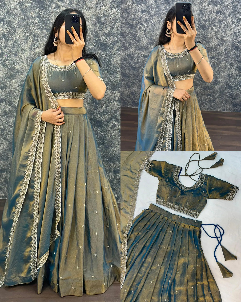 Traditional Tissue Silk Lehenga Choli Set 4
