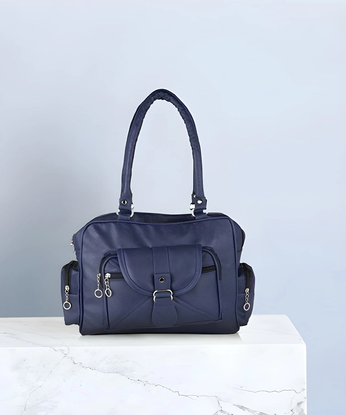 Women's Handbag with Golden Accessories & Fur Charm | Perfect for Work, Shopping & Parties 4