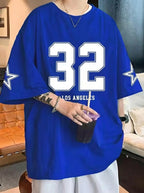 Men's Oversized Number 32 Los Angeles Printed Cotton Drop Shoulder T-Shirt 6
