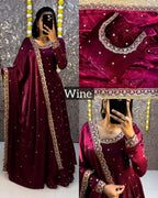 ❤️❤️Trending Space Silk Rich sequence embroidery Gown With Dupatta 💜💜 1