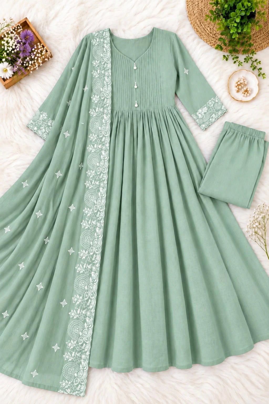 Mul Chanderi Anarkali Suit Set 4