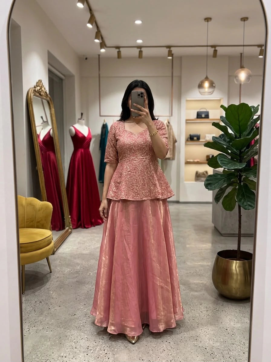 Space Silk Peplum Lehenga Set 8