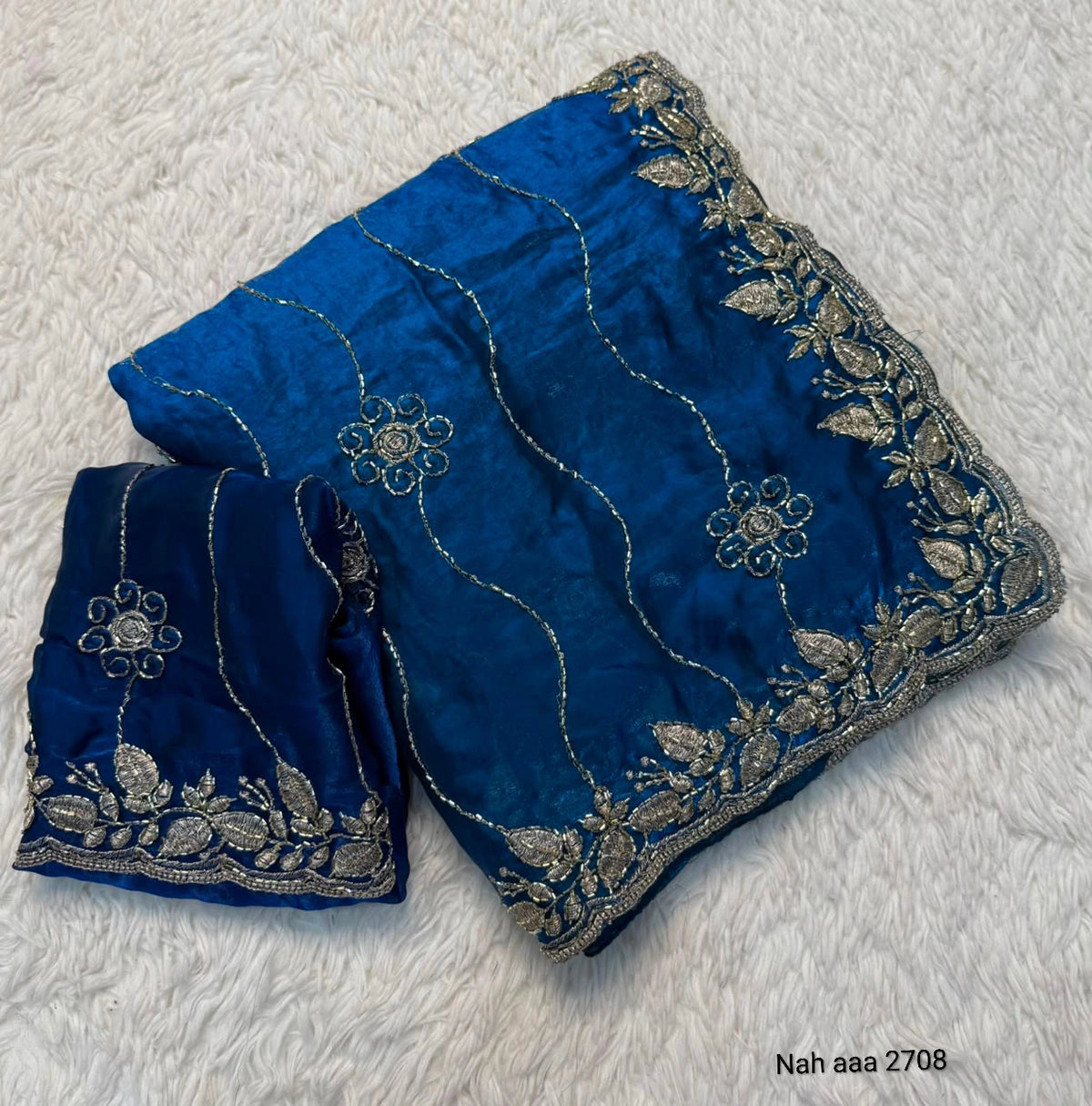 Fancy Space Silk Saree with Sequin Embroidery & C Pallu 10