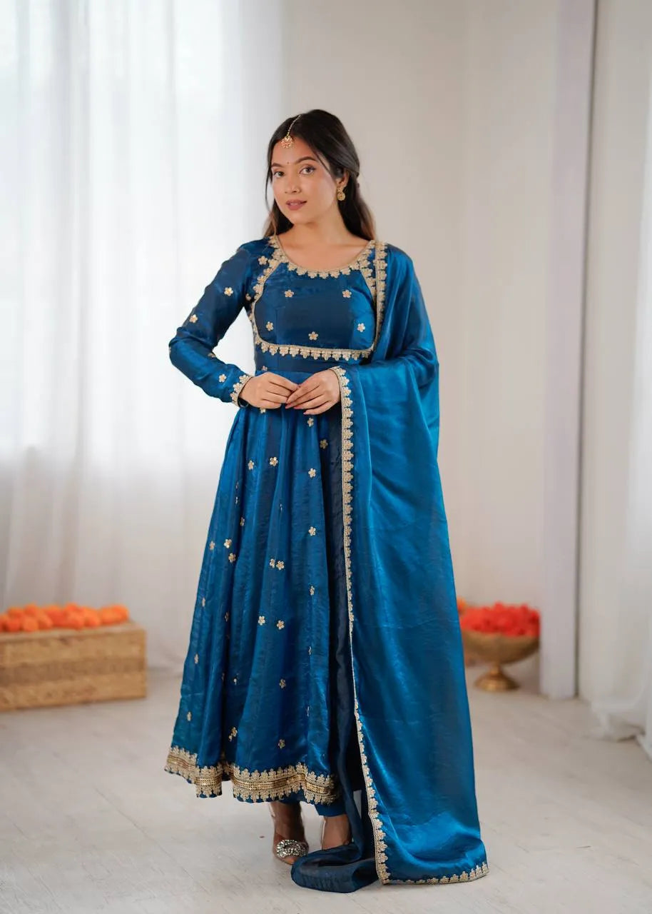 Fandy Silk Gown With Dupatta 1