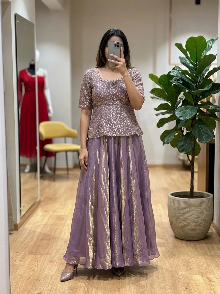 Space Silk Peplum Lehenga Set 7