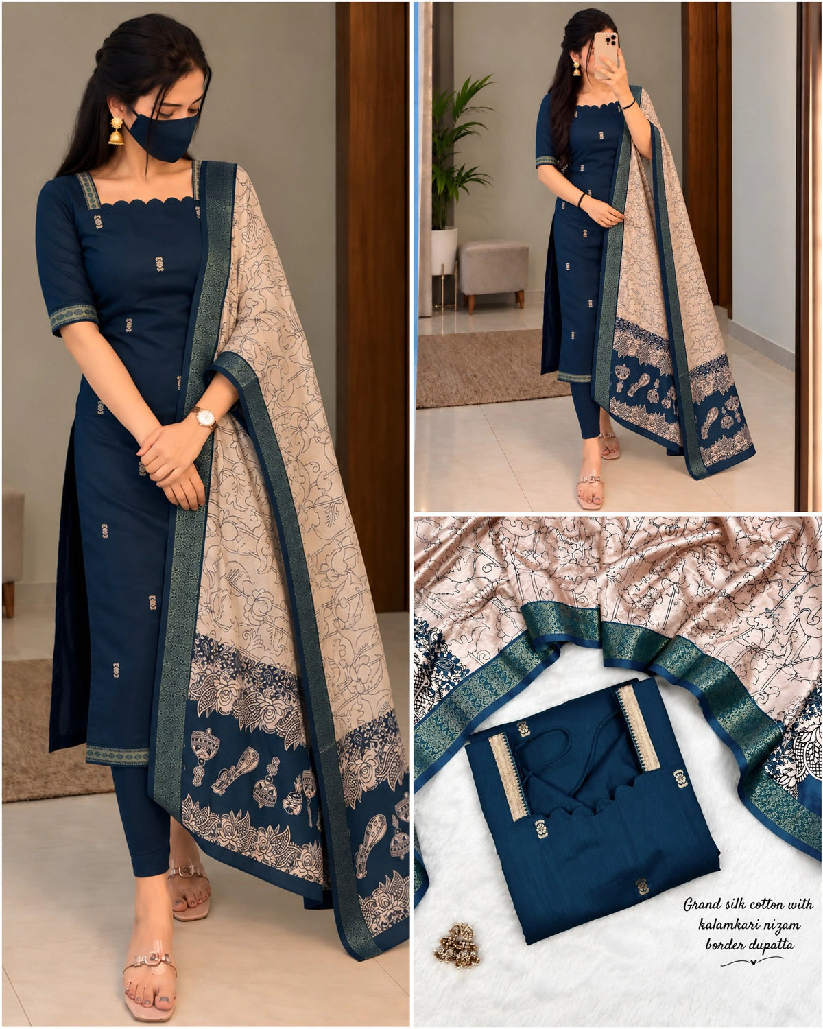 Cotton Top with Chennuri Silk Kalamkari Dupatta 5