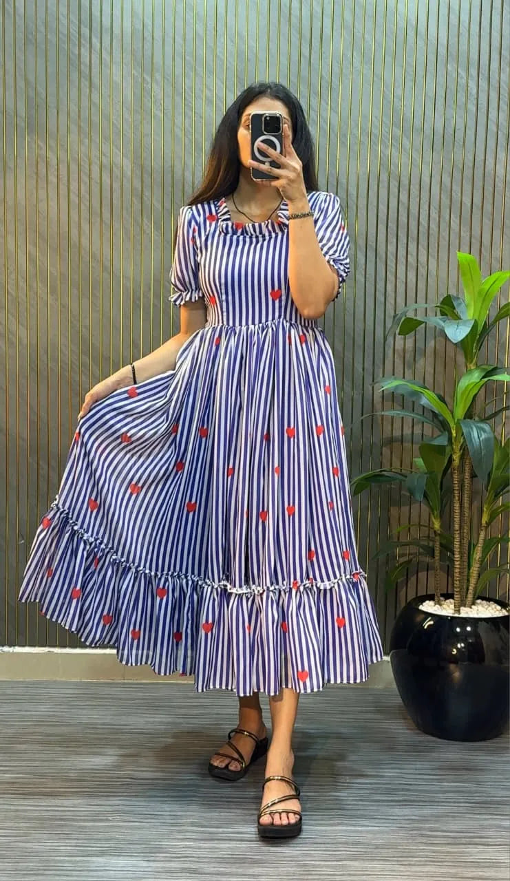 💕💕Premium Mul Chanderi Heart Printed Maxi Gown💕💕 9