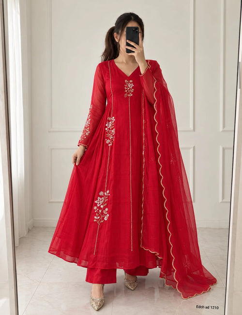 Cotton Embroidered Anarkali Kurti Set 2