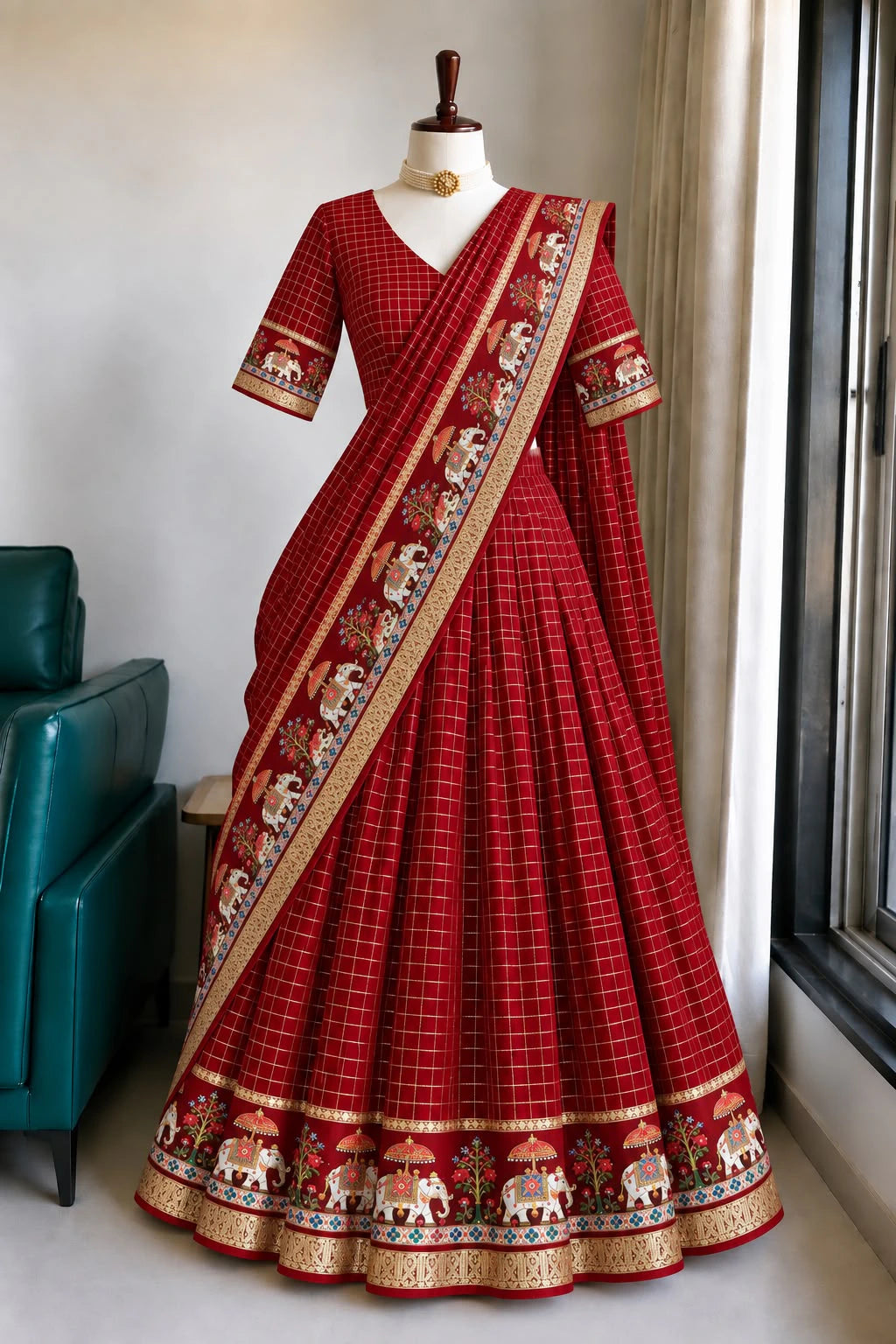 Viscose Zari Woven Lehenga Set 10
