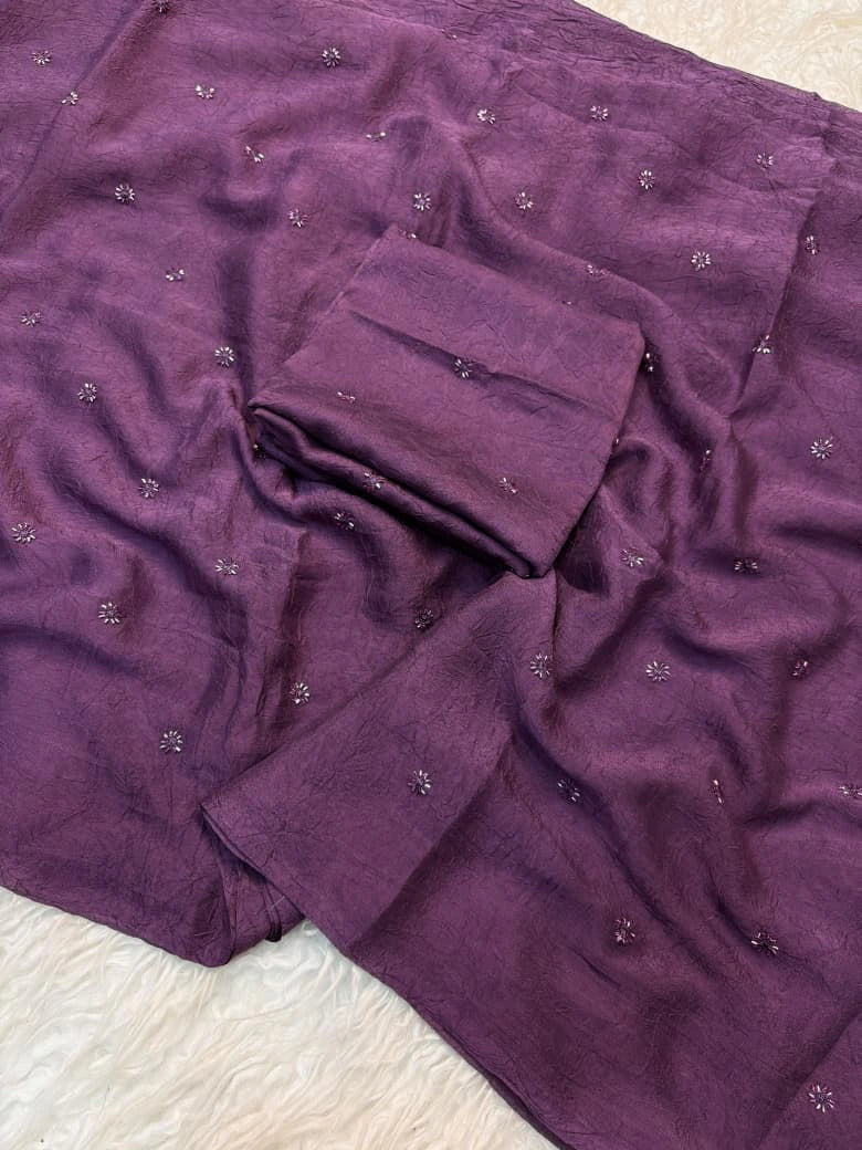 Crush Fabric Saree with Blouse 7