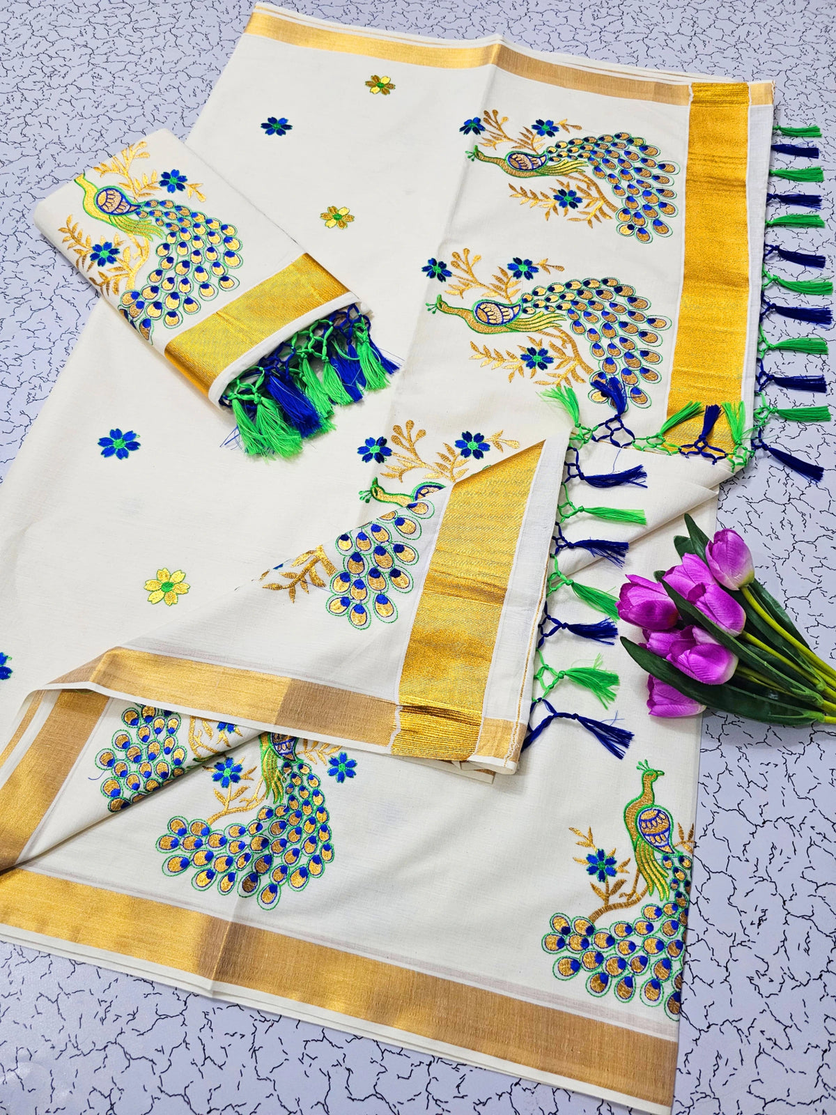 Cotton Embroidered Saree with Blouse 4