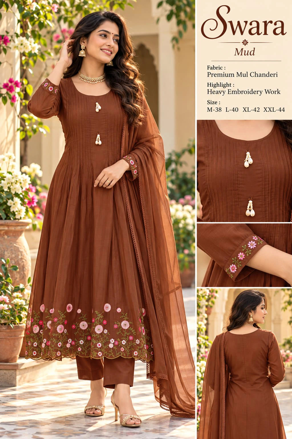 Mul Chanderi Kurta Set with Dupatta 3