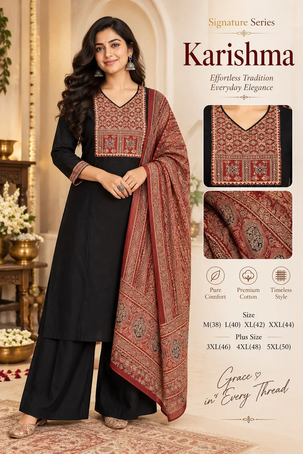 Cotton Ajrakh Print Kurta Set 5