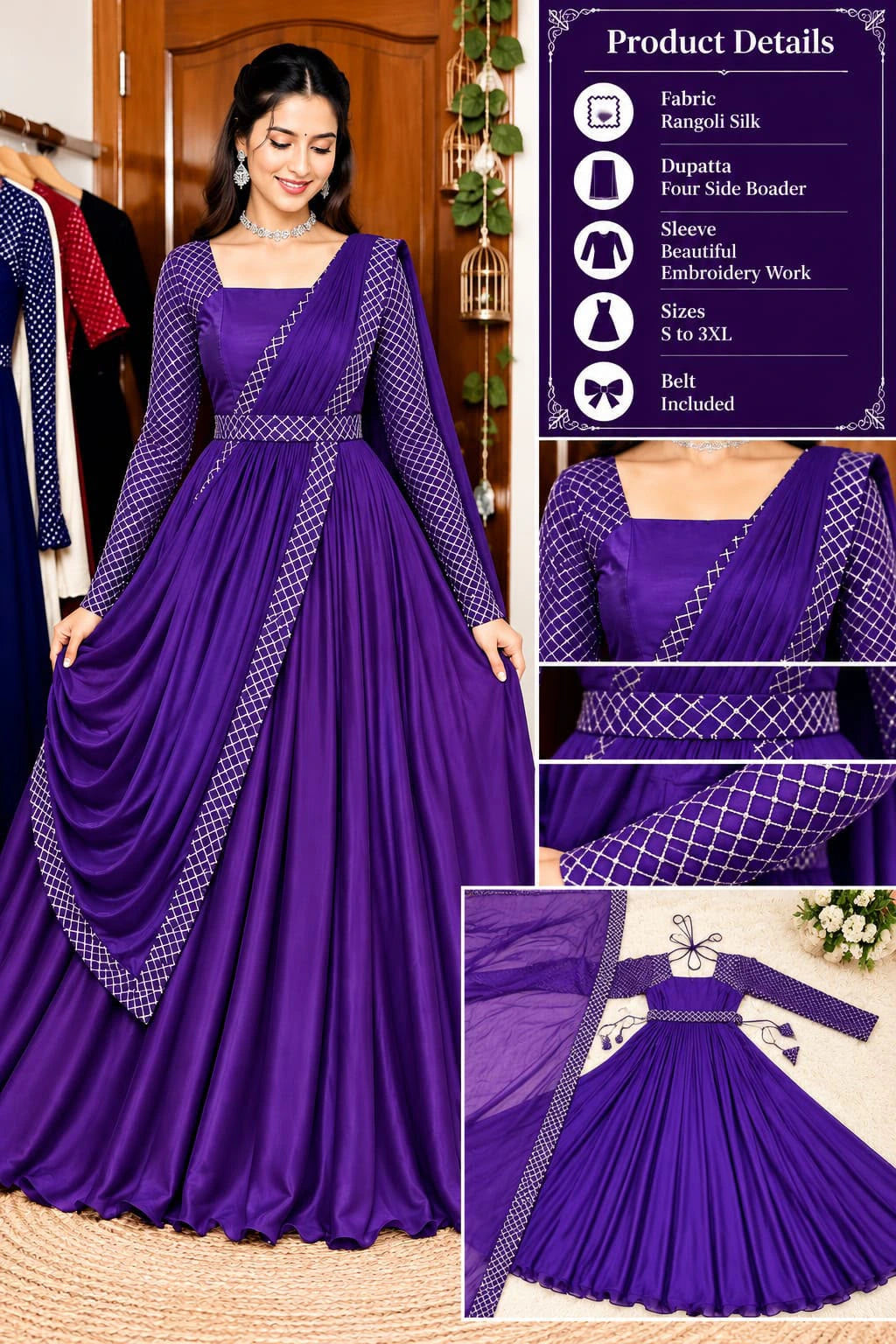 Rangoli Embroidery Anarkali Suit 5
