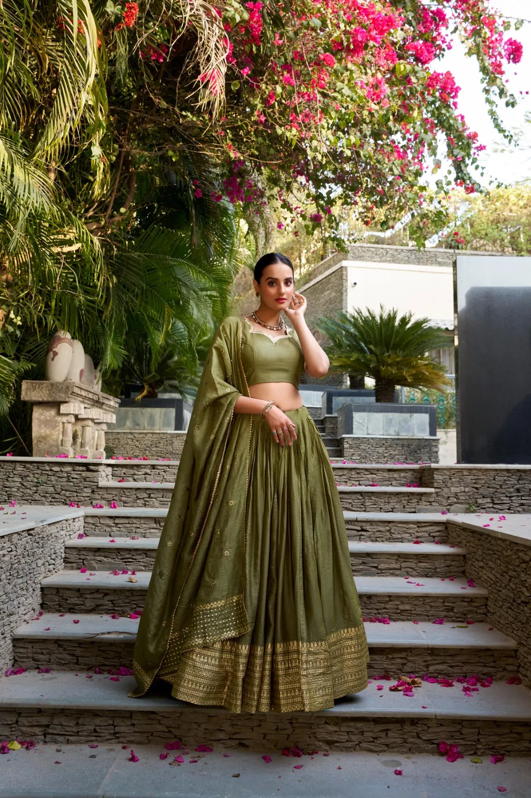 Pure Chanderi Work Lehenga Set 4